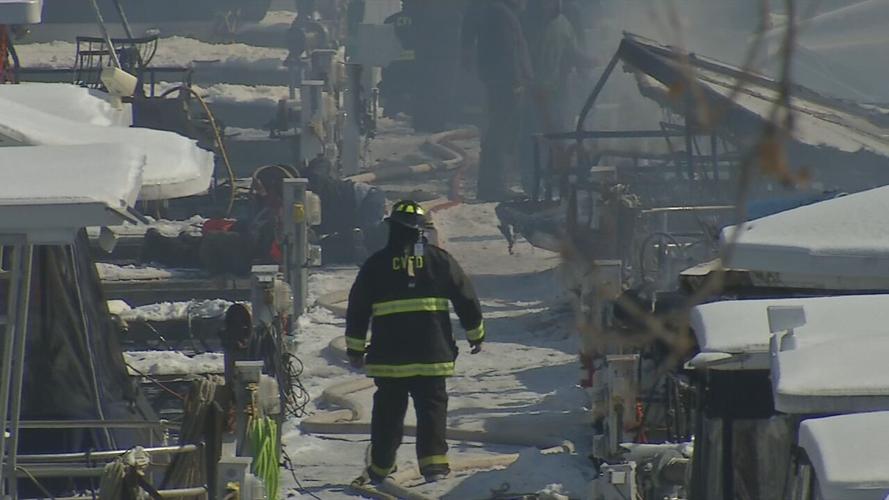 Aftermath of fire at Patoka Lake marina