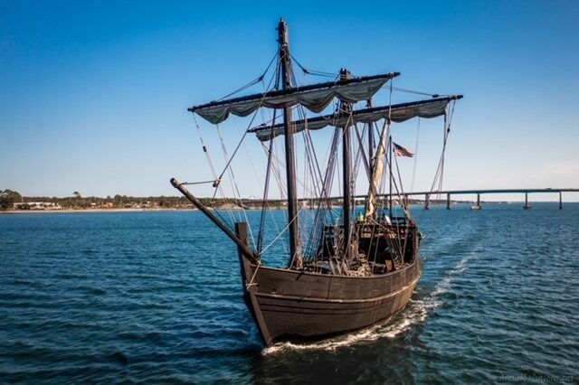 Replica of Pina ship at Louisville's waterfront
