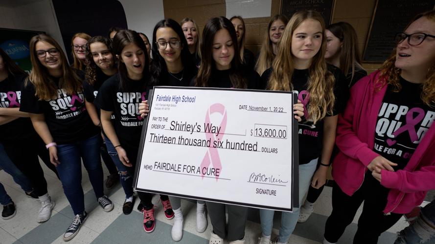 Fairdale High School volleyball team presents check to Shirley's Way on Nov. 2, 2022