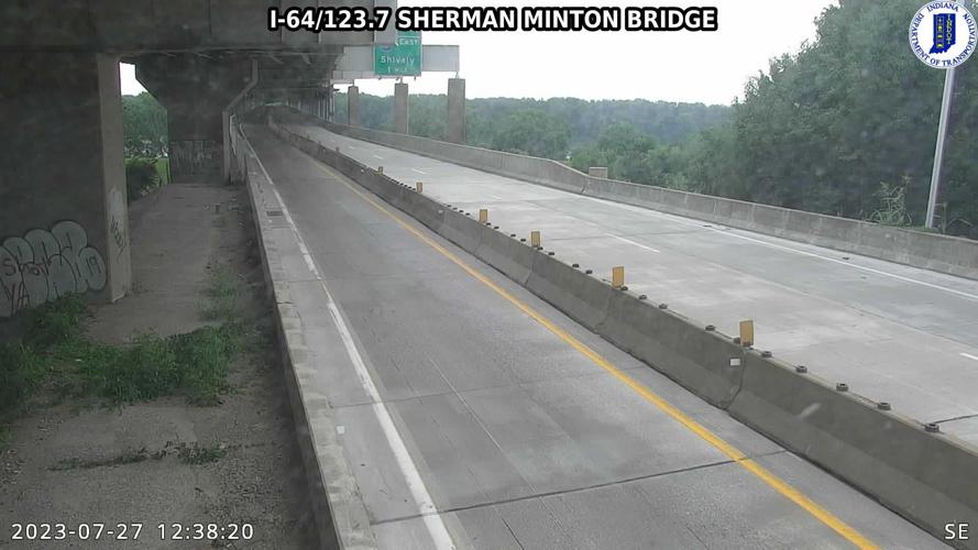 Lower deck of Sherman Minton Bridge after complete shutdown on July 27