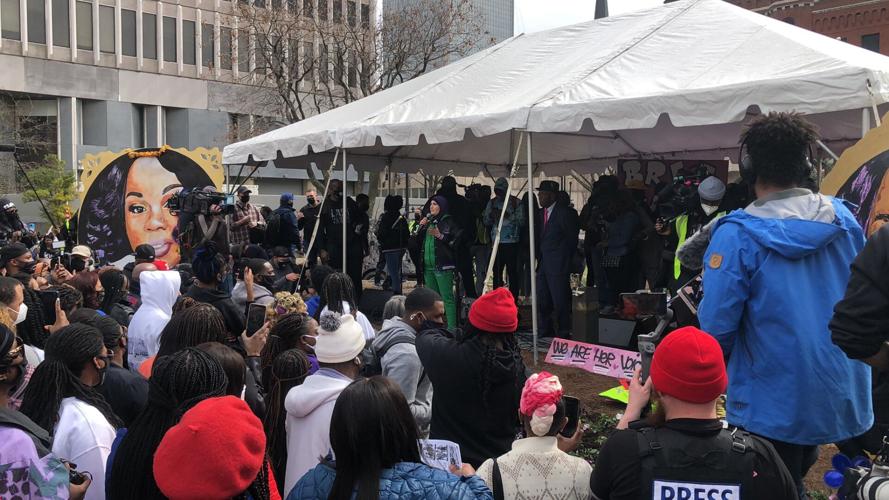 People gather at Jefferson Square Park for Breonna Taylor rally