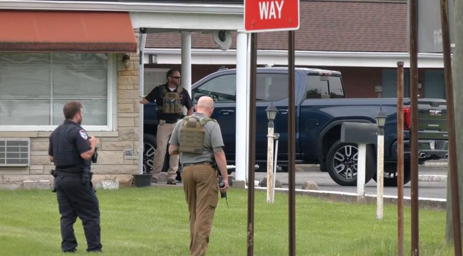 May 19, 2023 police situation outside Holiday Motel in Jeffersonville, Indiana