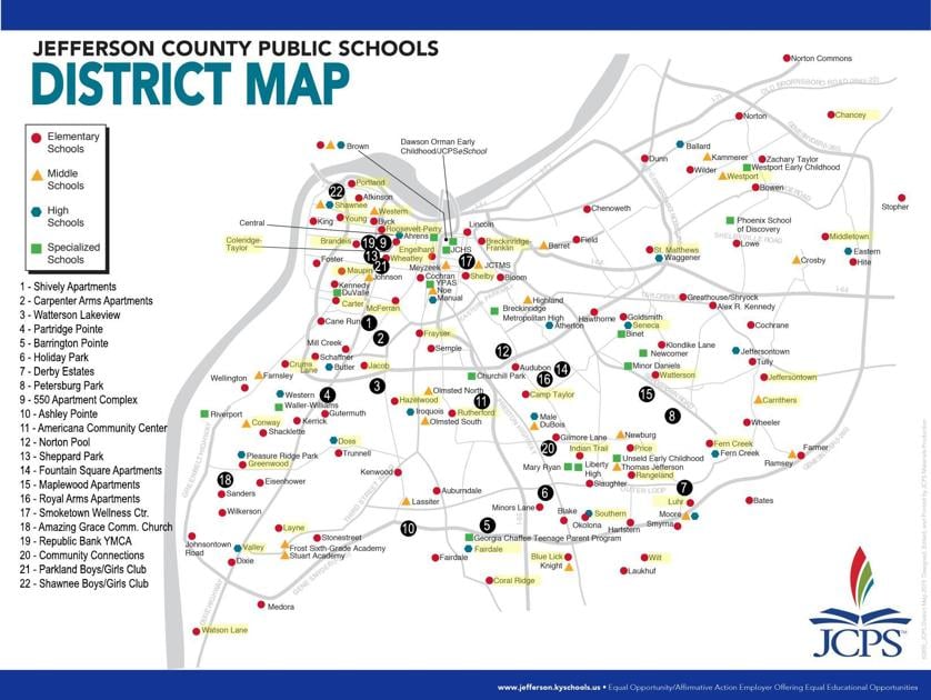 JCPS Map of Food Distribution sites March 23, 2020