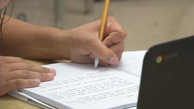 Student writing in notebook (generic)