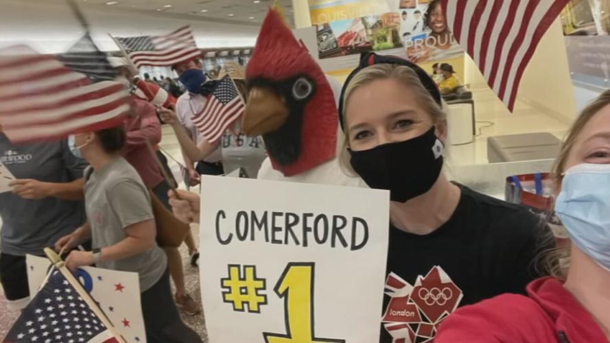 Fans welcome Mallory Comerford at Louisville Airport