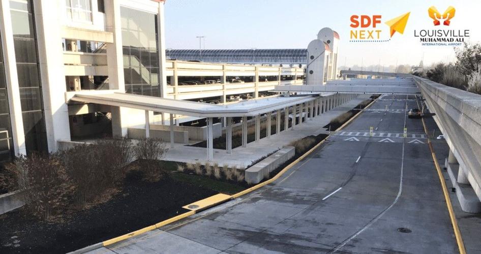 New covered walkways at Louisville Muhammad Ali International Airport