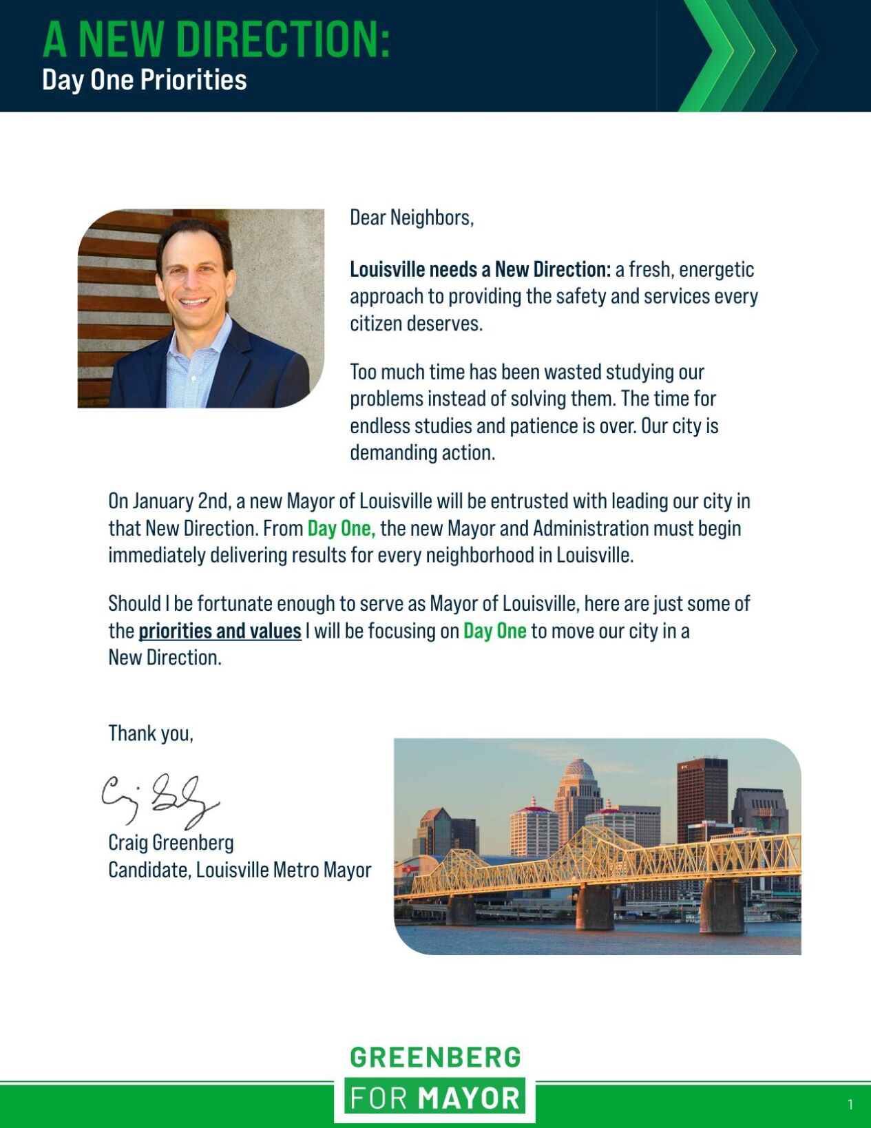 Craig Greenberg's 'New Direction' plan, released Sept. 14, 2022