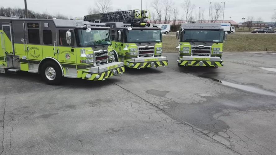 Shepherdsville Fire Department training with 3 brand new fire trucks