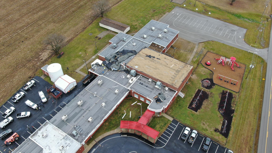 Ben Johnson Elementary School damage - aerial view