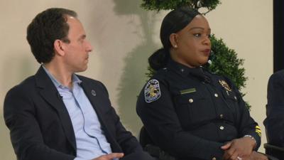 Louisville Mayor Craig Greenberg and interim LMPD Chief Jacquelyn Gwinn-Villaroel