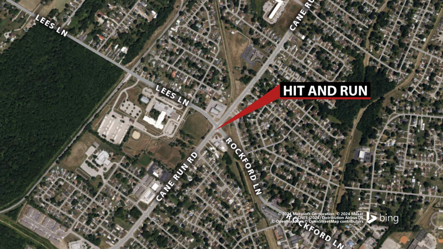Map of hit and run Cane Run Road
