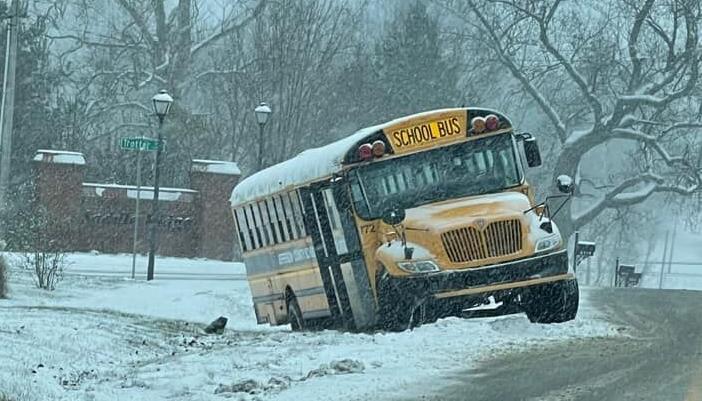 School bus in ditch Michael Fravert
