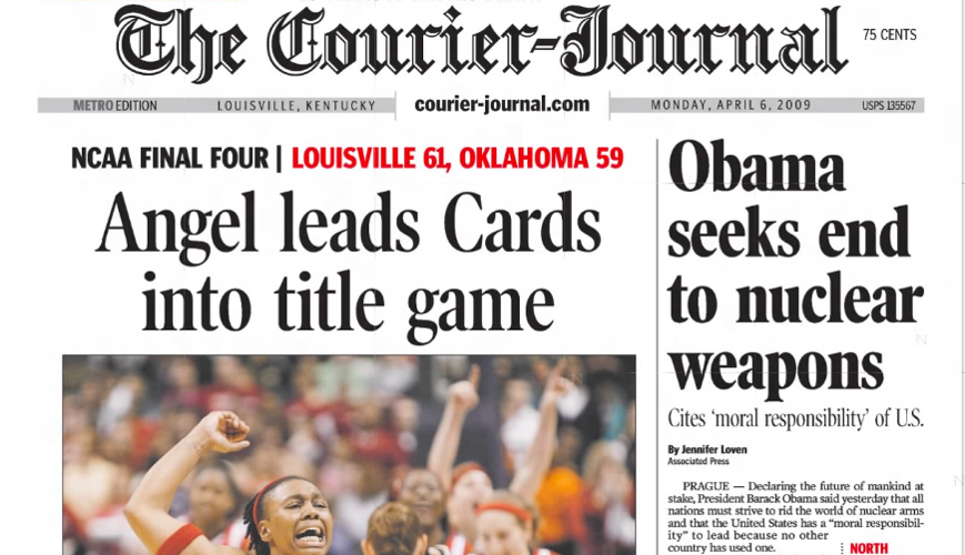 Louisville women's basketball front page