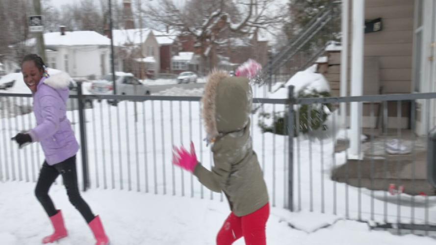 Kids play in the snow in Louisville 1-7-25