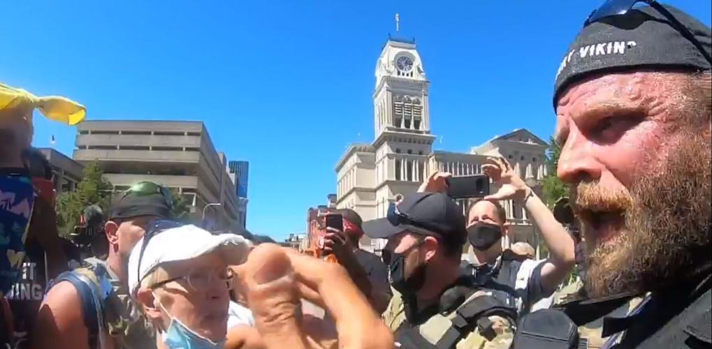 Derby Day Protests - Angry Viking faces off with BLM protesters