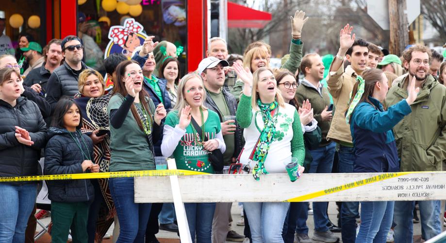 Crowd cheers at St. Patrick's Day Parade.JPG