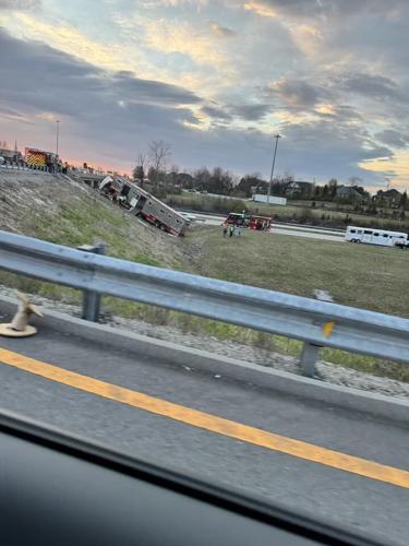 Horse trailer crash on Bluegrass Parkway in Bardstown via Tyler Whitehead 3-25-24