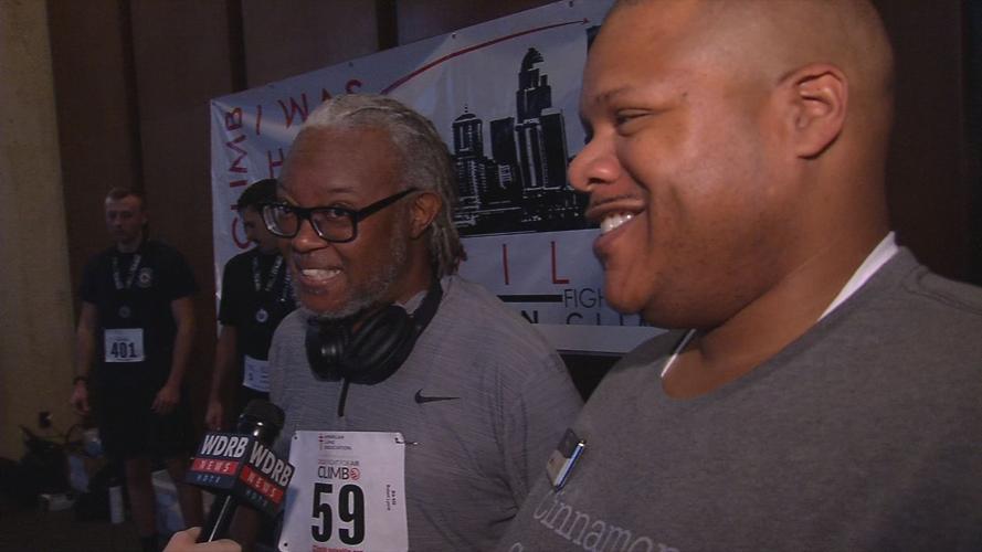 Robert Lyons, a double lung transplant recipient, runs in 7th Fight for Air Climb at PNC Tower