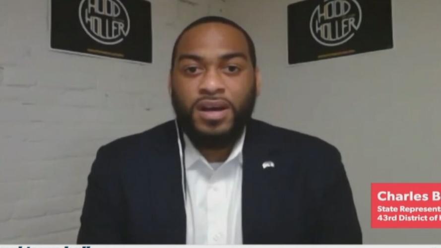 Charles Booker during virtual town hall with Bernie Sanders 8-15-20