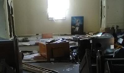 Damage to South Fork Church of God in Powell County, Kentucky after vandals break in
