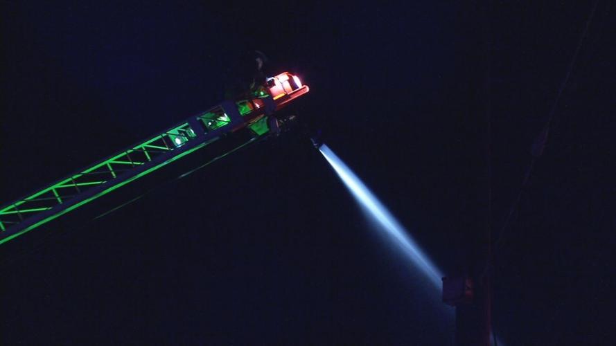 Floyd Street House Fire Aerial Ladder