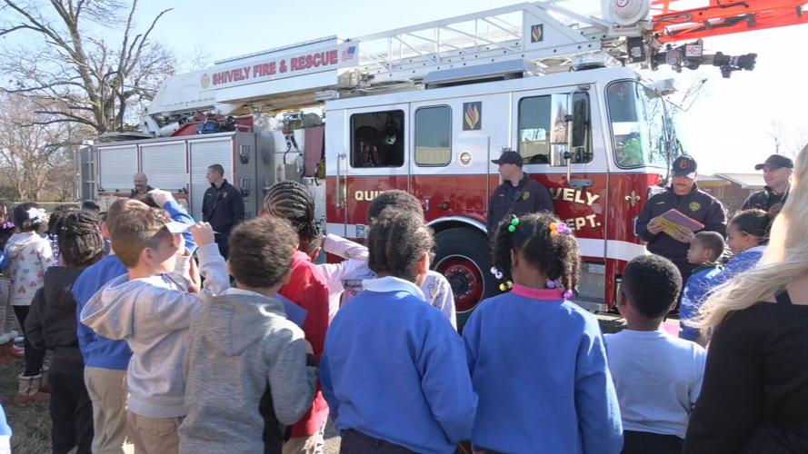 Shively firefighters surprise Cane Run Elementary students 2-23-24