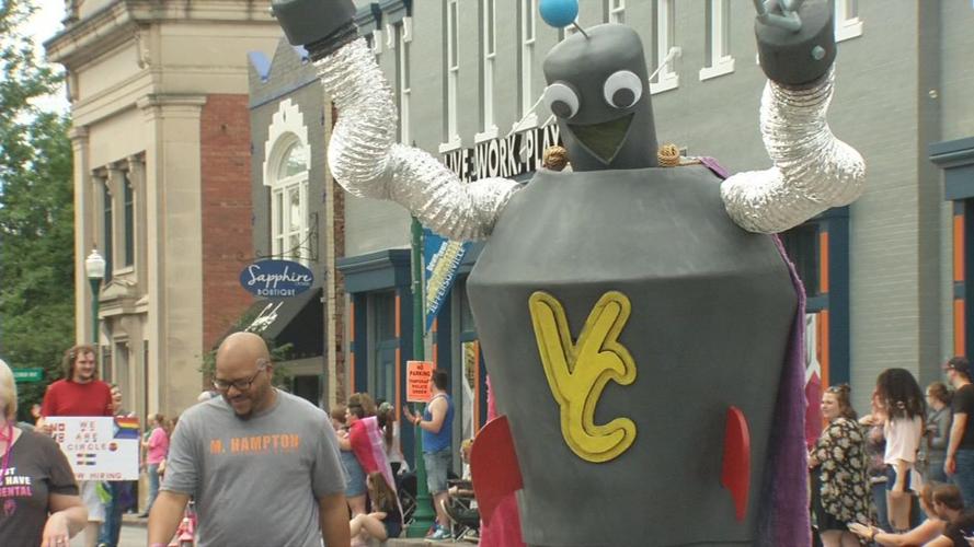 Robot walking in Southern Indiana Pride Parade