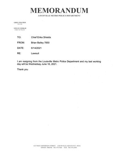 Brian Bailey resignation letter