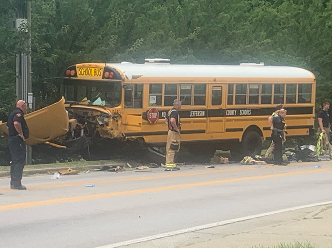 School Bus Crash on Newburg Road in Louisville on Aug. 2, 2023