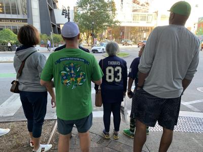 Notre Dame fans in Downtown Louisville - 10.6.23