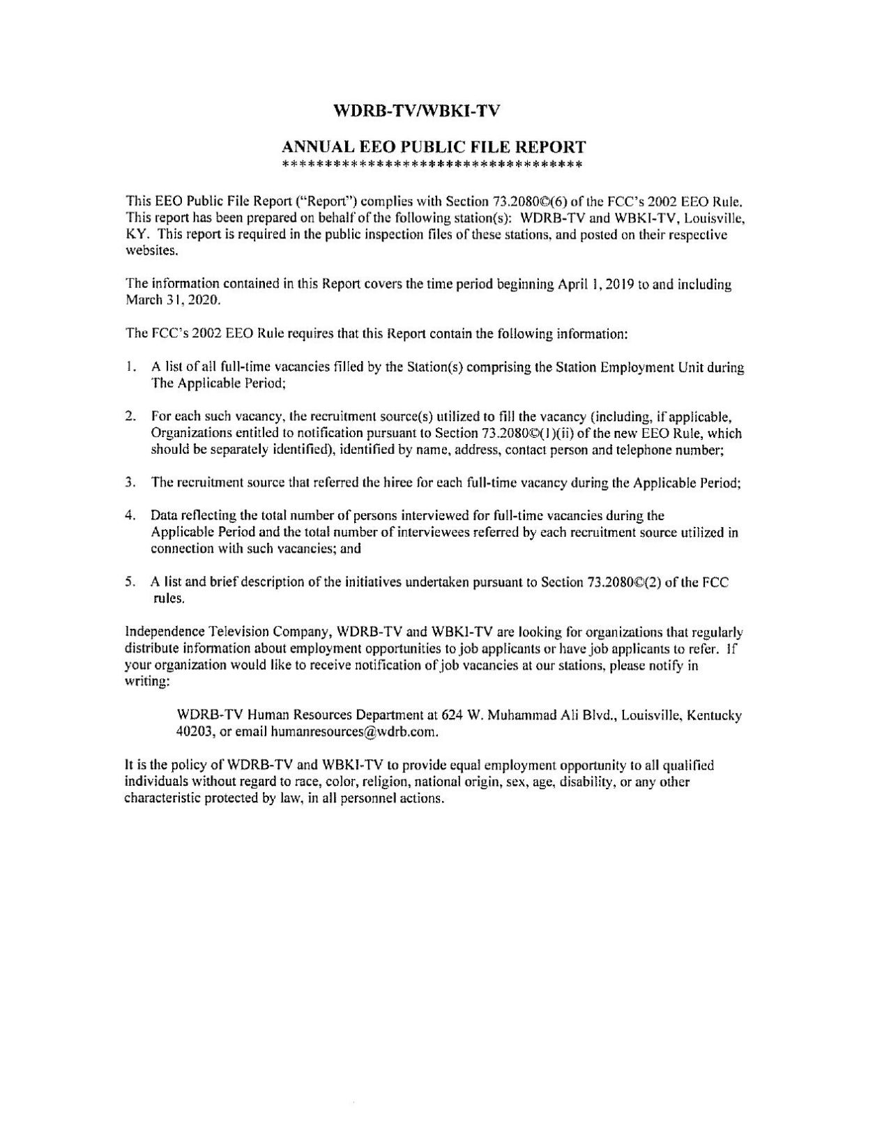 WDRB Media EEO Report