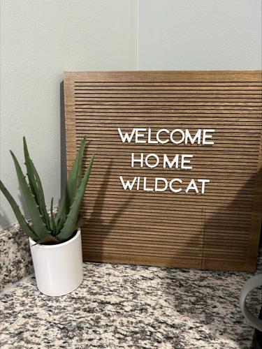 Welcome Home Wildcat sign in UK dorm
