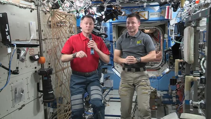 Students at Kentucky Science Center speak with astronauts aboard the International Space Station, Sept. 13, 2019