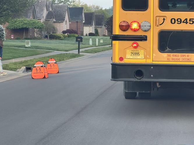 Clark County Sheriff's Office behind school bus