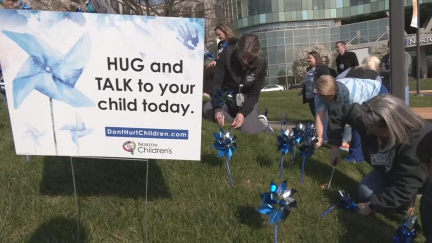 Pinwheels for Child Abuse Awareness Month at Norton Women's and Children's 3-29-24