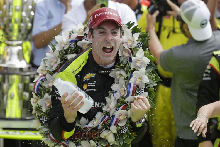 Simon Pagenaud celebrates