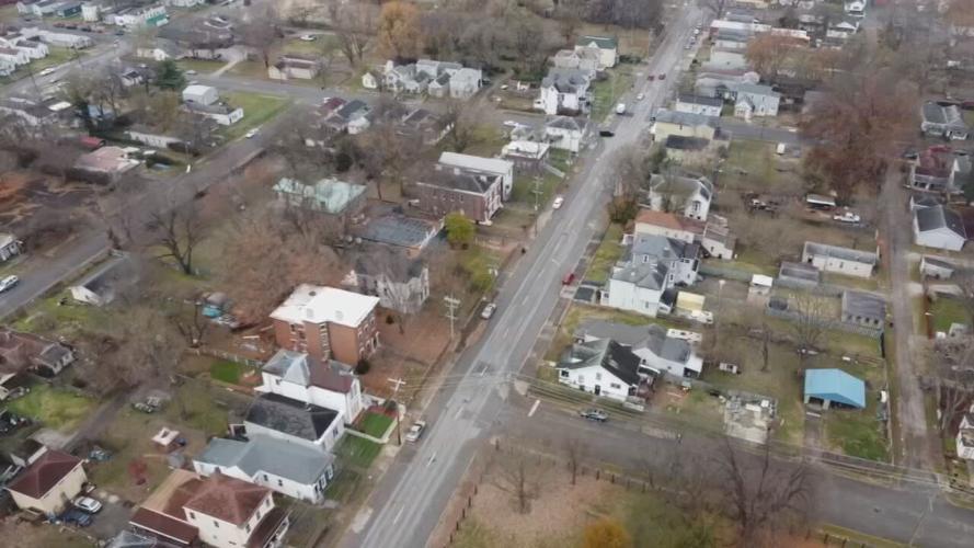 Drone image of the city of Louisville