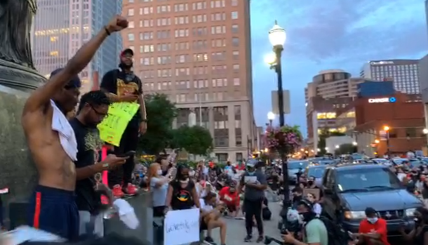 Fists up at Jefferson Square during 6-5-2020 protests