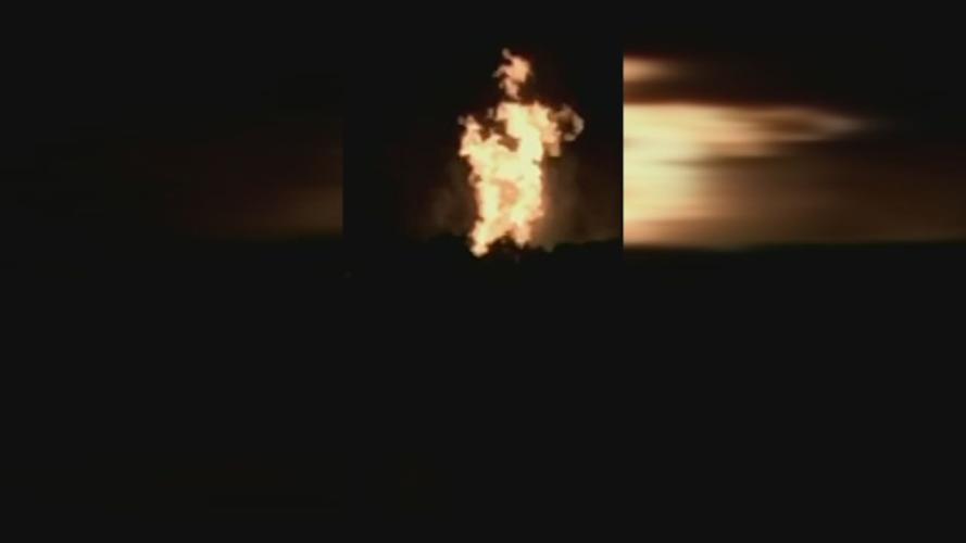 Gas line explosion flames in darkness Lincoln County - 8-1-19