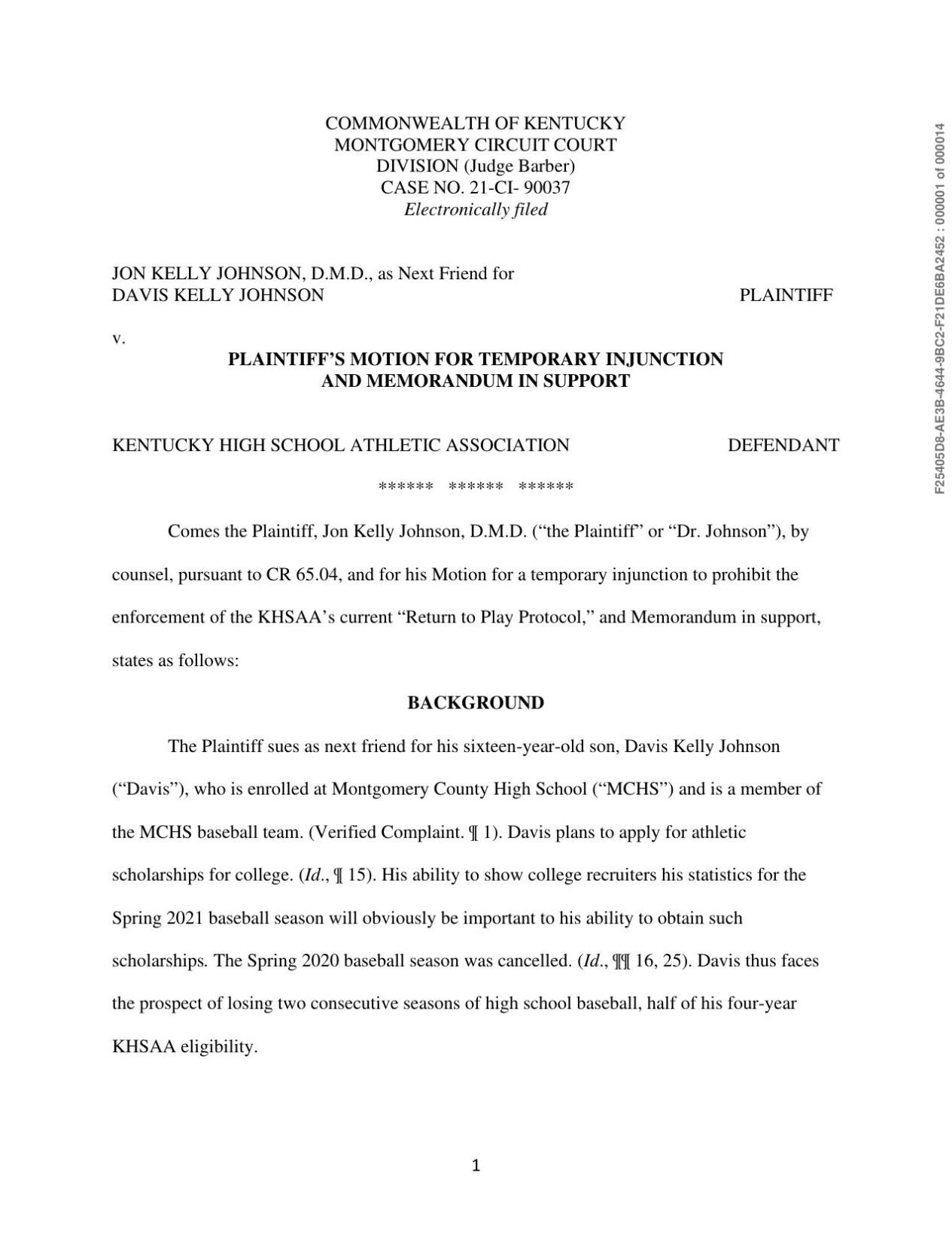 Mount Sterling man files injunction against KHSAA's 'Return to Play' policy