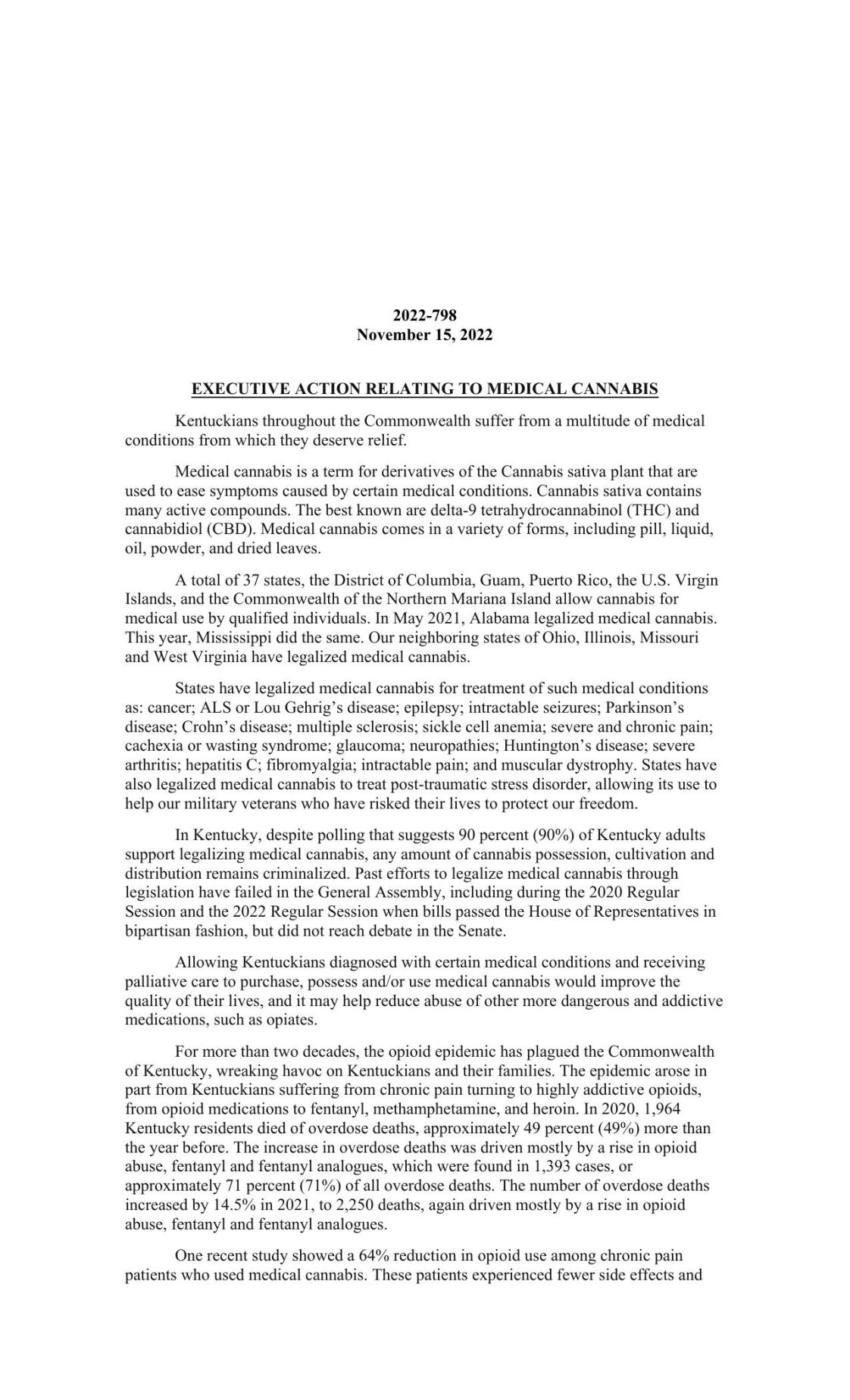 Medical Marijuana Executive Order