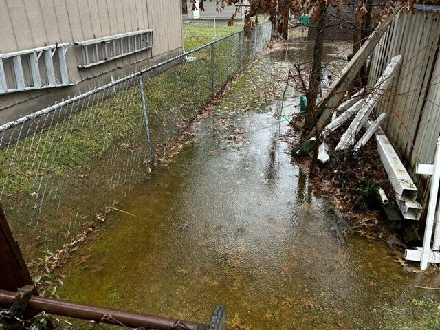 Flooding outside a home in New Albany, Indiana, on Feb. 3, 2023