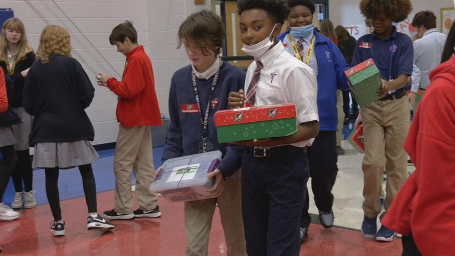Students at Christian Academy of Louisville's Southwest Campus participate in Operation Christmas Child