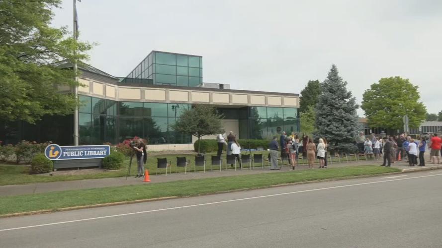Jeffersonville Pocket Park gathering outside library