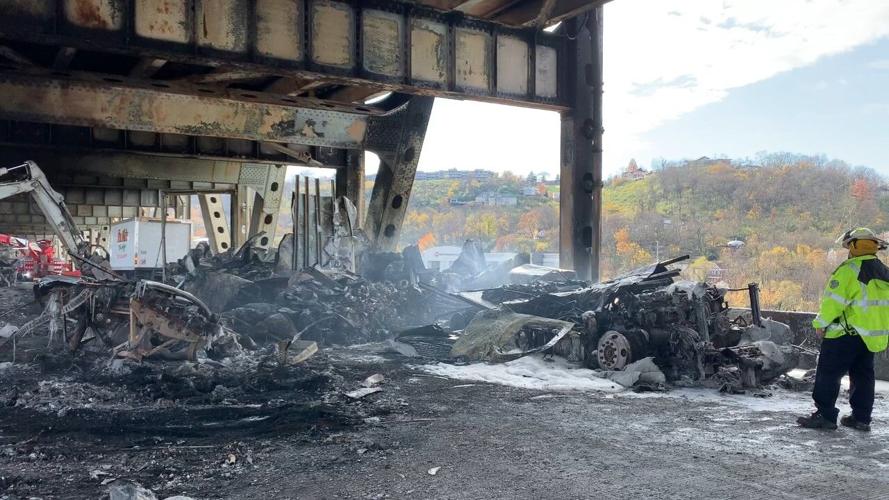 The Brent Spence Bridge damaged after fire