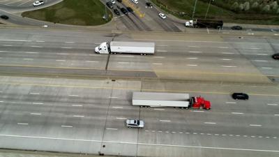 Semi trucks along interstate 65