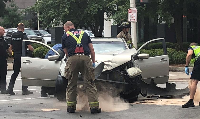 SCENE: Car crashes into River City Bank on July 12, 2021
