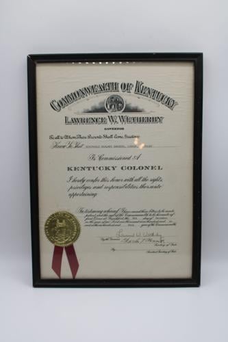 Colonel's KY Colonel Certificate.JPG