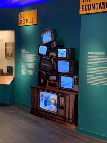 Derby Museum - TVs stacked for 'Spectacle' exhibit