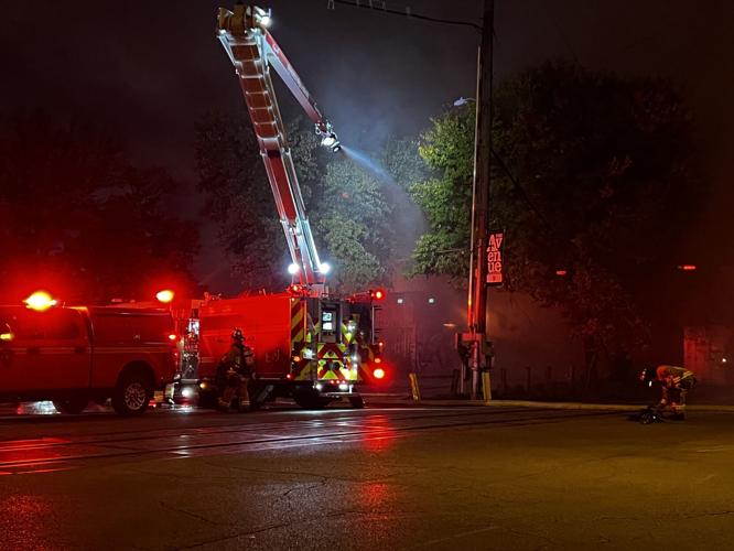 Crew working on fire on Frankfort Avenue